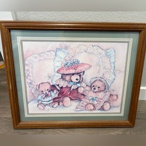 Home Interiors Victorian Teddy Bears Framed Print Ava Freeman Vintage Homco